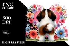 Doodled Flower Saint Bernard Heart Tail Unite PNG Product Image 2