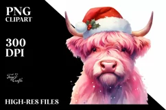 Angry Pink Highland Cow, Transparent PNG Product Image 2