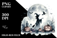 Washed Watercolor Style Witch PNG Product Image 2