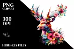 Watercolor Vibrant Deer | Sublimation Clipart Product Image 1