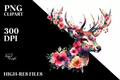 Watercolor Vibrant Deer | Sublimation Clipart Product Image 3