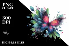 Abstract Vibrant Watercolor Butterfly PNG Product Image 1