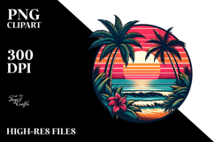 Retro Tropical Beach Sunset Clipart Product Image 2