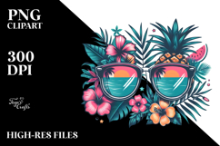 Retro Tropical Beach Sunglasses PNG Product Image 2