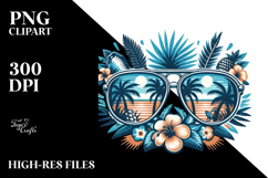 Retro Tropical Beach Sunglasses PNG Product Image 2