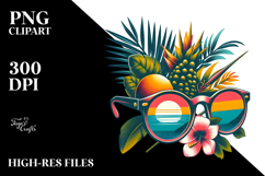 Retro Tropical Beach Sunglasses PNG Product Image 2
