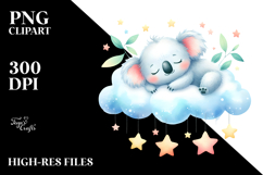 Whimsical Koala Sleeping on a Cloud PNG Product Image 2