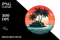 Retro Tropical Island Sunset 20 oz Tumbler PNG Product Image 2