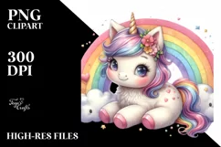 Baby Unicorn Woodworking Rainbow | Clipart Product Image 1