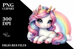Baby Unicorn Woodworking Rainbow | Clipart Product Image 3