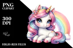 Baby Unicorn Woodworking Rainbow | Clipart Product Image 2