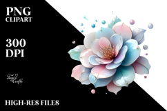 Abstract Pastel Glossy Camellia PNG Product Image 2