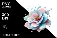 Abstract Pastel Glossy Camellia PNG Product Image 2