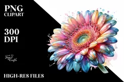 detailed Vibrant Pastel Shiny Gerbera PNG Product Image 3