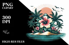 Retro Tropical Flower Island Clipart Product Image 1