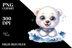 Energetic Baby Polar Bear PNG Product Image 2