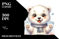 Energetic Baby Polar Bear PNG Product Image 2