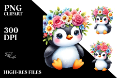 Adorned Penguin Flower Crown Clipart Product Image 2