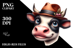 Expressive Cow with Hat PNG Product Image 2