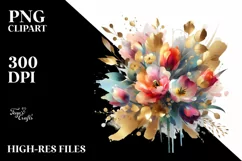 abstract colorful bouquet with gold foil Product Image 1