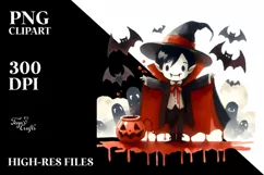 Simple Funny Halloween Clipart with Vampire PNG Product Image 1