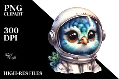 Cute Baby Peacock with Astronaut Helmet PNG Product Image 2