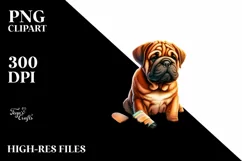 Watercolor Bullmastiff Sitting in Sand | Clipart Product Image 3
