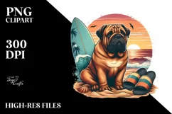 Watercolor Bullmastiff Sitting in Sand | Clipart Product Image 3