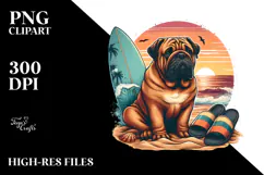 Watercolor Bullmastiff Sitting in Sand | Clipart Product Image 2