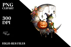 Watercolor Frog in Halloween Style PNG Product Image 2