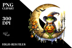 Watercolor Frog in Halloween Style PNG Product Image 2
