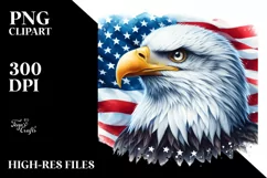Watercolor Eagle Wildlife Patriotic Flower Clipart Product Image 3