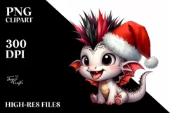Excited Dragon with Santa Hat, PNG Product Image 2