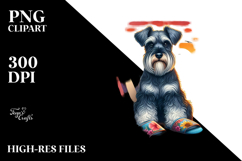 Watercolor Miniature Schnauzer Sitting in Sand | Clipart Product Image 2