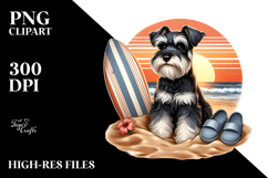 Watercolor Miniature Schnauzer Sitting in Sand | Clipart Product Image 2