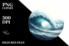 Watercolor Beach Surf Waves Board Sunset Clipart Product Image 1