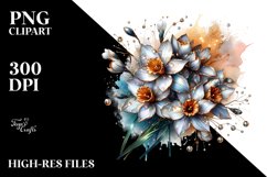 Shiny Narcissus Watercolor Abstract Clipart Product Image 1