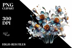 Shiny Narcissus Watercolor Abstract Clipart Product Image 1