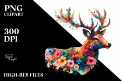 Watercolor Vibrant Deer | Sublimation Clipart Product Image 3