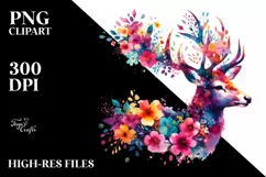 Watercolor Vibrant Deer | Sublimation Clipart Product Image 3