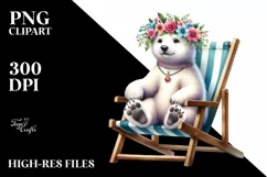 Watercolor Beach Sloth Polar Bear Wreath Clipart Product Image 1