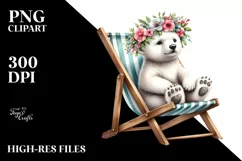 Watercolor Beach Sloth Polar Bear Wreath Clipart Product Image 1