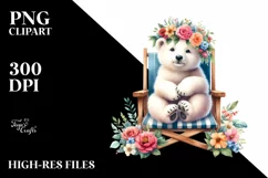 Watercolor Beach Sloth Polar Bear Wreath Clipart Product Image 3