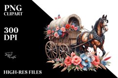Vintage Oilish Horse Wagon | Watercolor Clipart Product Image 3