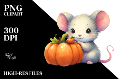 Cute Baby Mouse with Pumpkin PNG Product Image 2