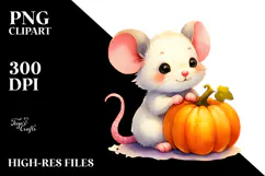 Cute Baby Mouse with Pumpkin PNG Product Image 2
