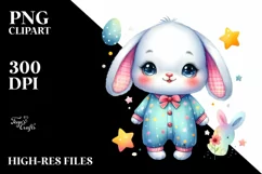 Colorful Baby Rabbit with Big Eyes in Pijamas Product Image 1