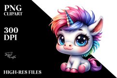Colorful Cute Unicorn with Cool Haircut PNG Product Image 2