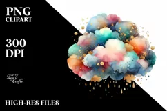 Colorful Watercolor Cloud with Golden Foil Product Image 3