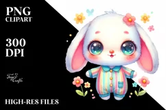 Colorful Baby Rabbit with Big Eyes in Pijamas Product Image 1